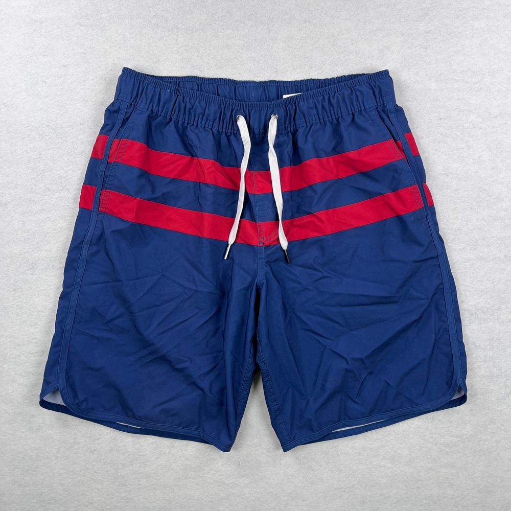 Fair Harbor Mens Anchor Shorts Navy Red Striped Recycled Small 0146